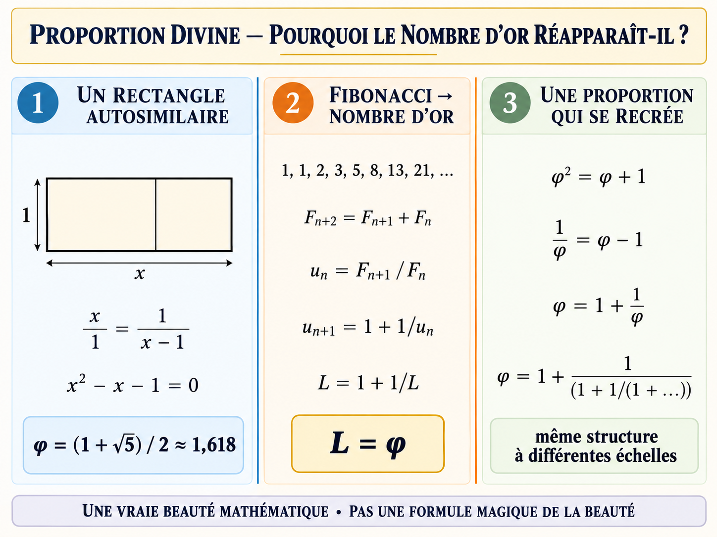Support visuel sur la proportion divine, le nombre d’or et Fibonacci