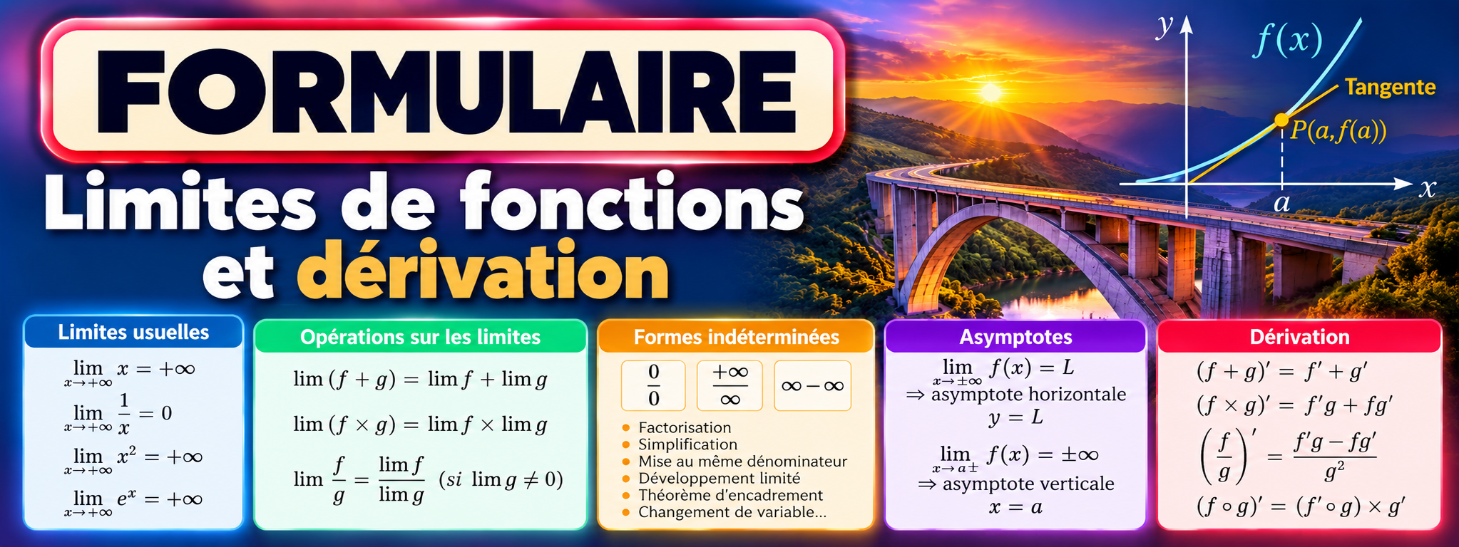 Formulaire limites de fonctions et dérivation
