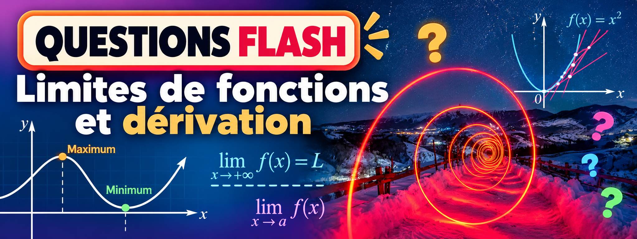 Questions flash sur les limites de fonctions et la dérivation en Terminale spécialité maths