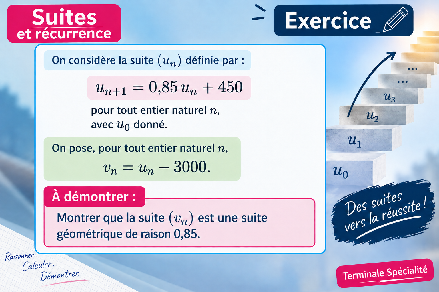 Exemple : montrer qu'une suite auxiliaire est géométrique