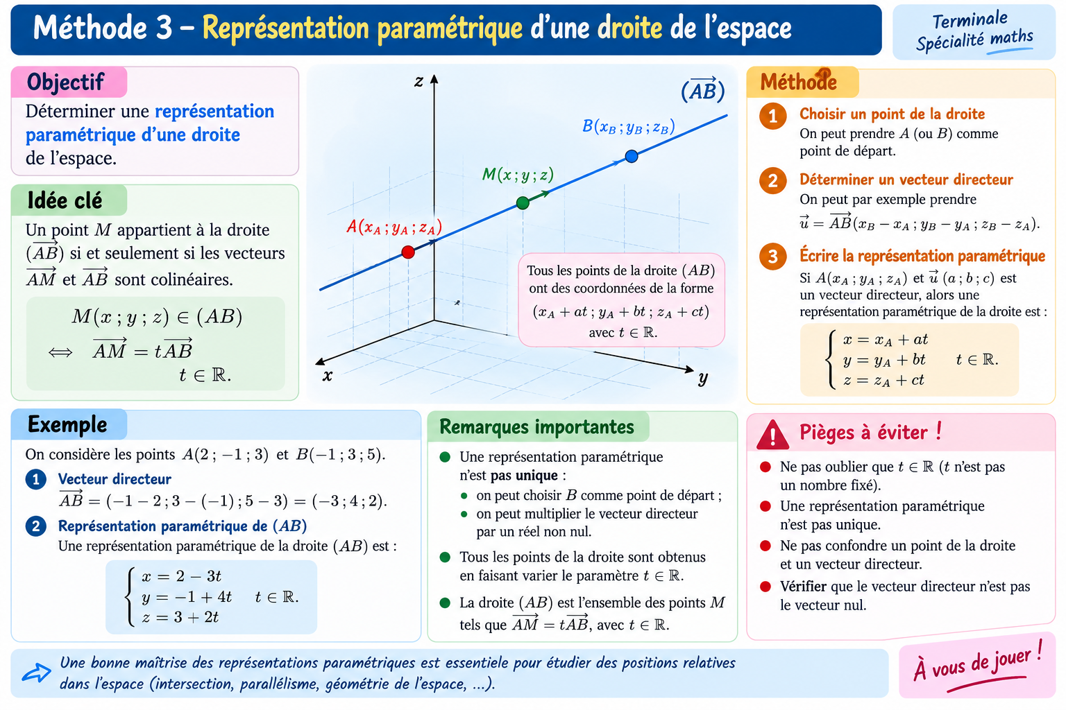 Comment déterminer une représentation paramétrique d’une droite ?