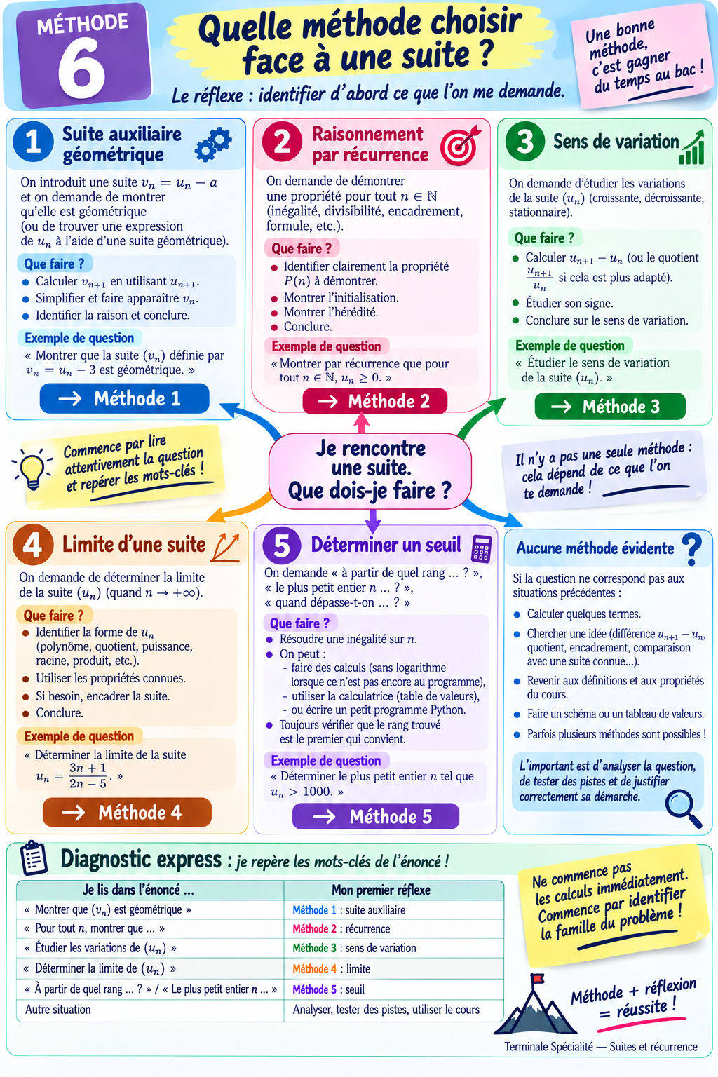 Méthode 6 — quelle méthode choisir face à une suite ?